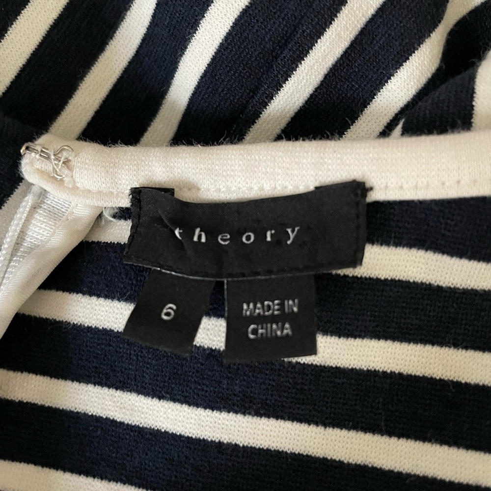 Theory Striped Peplum Top - Sz 6 - image 5